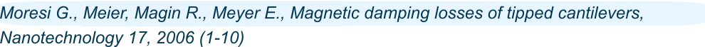 Advanced Moresi G., Meier, Magin R., Meyer E., Magnetic damping losses of tipped cantilevers, Nanotechnology 17, 2006 (1-10)